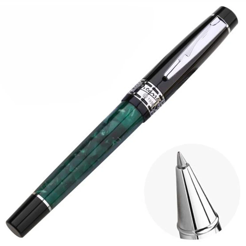 

Picasso 915 Green & Silver Pimio Marble Celluloid RollerBall Pen Eurasian Feelings Gift Box Optional Ink Pen PR008