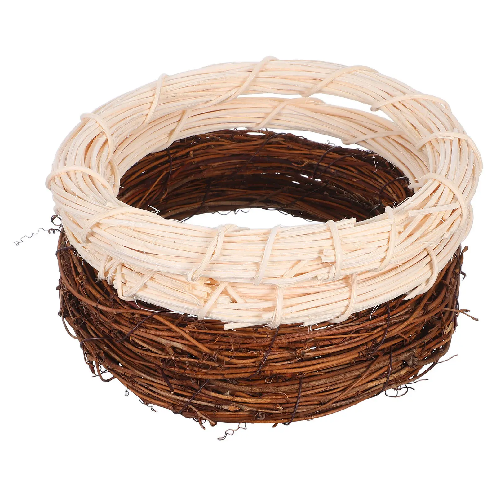 4Pcs Vintage Rattan Wreath Floral for DIY Crafts Natural Twig Vine Wreath Form Seasonal Door Hanging Home Decoration