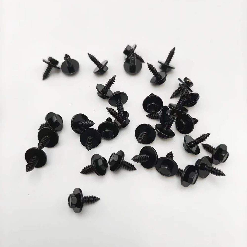 5/10/20PCS 07147129160 Hex Head Screw Bolt with Washer for BMW 1 3 5 7 X1 X3 X5 X6 F30 F10 E90 E60 Black ST4.8x16 Bulk Pack