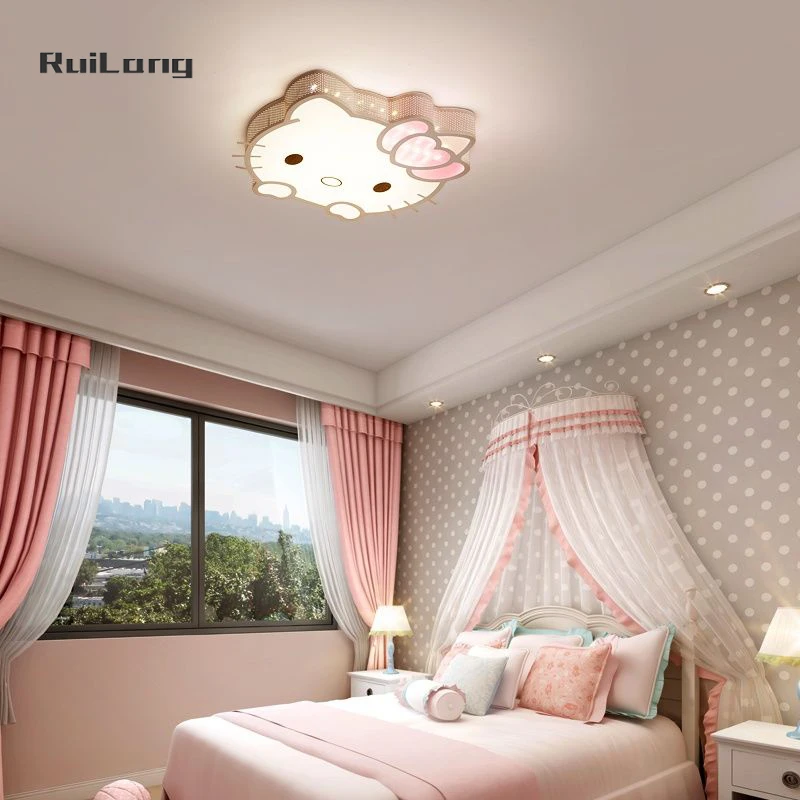 Imagem -04 - Lâmpada do Teto Kawaii Kitty Cat Luzes de Teto Led Rosa Deco Desenhos Animados Princess Chandelier Fit For Childrens Room Crianças Bebê Menina Quarto