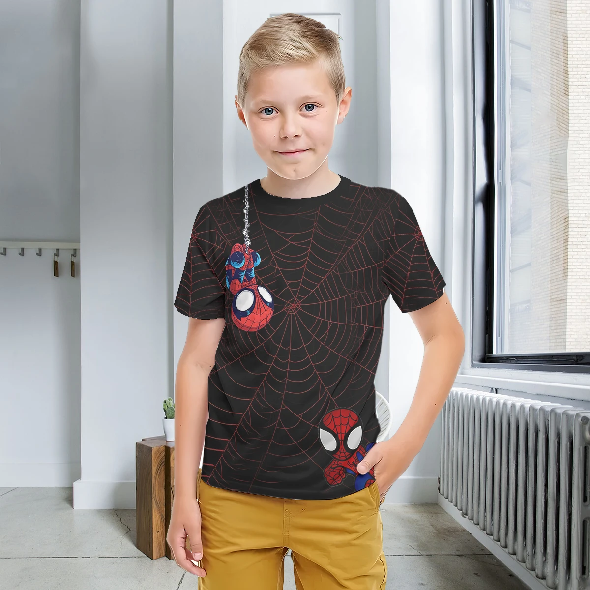 Spider-Man Print Baby Clothing 5 to 14 Years Male Outdoor Clothes for Children Boy Girl Child T-Shirt Top Shirts