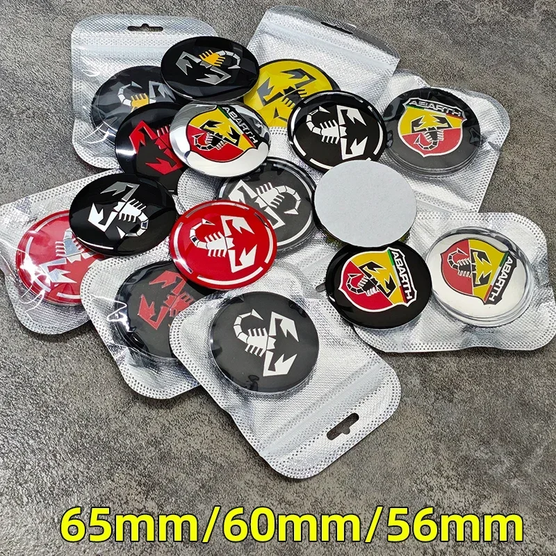 4 Stück 3D 56mm 60mm 65mm Auto-Radnabenkappen für Fiat Abarth 500 Emblem Nabenabdeckung Auto-Logo-Aufkleber Zubehör