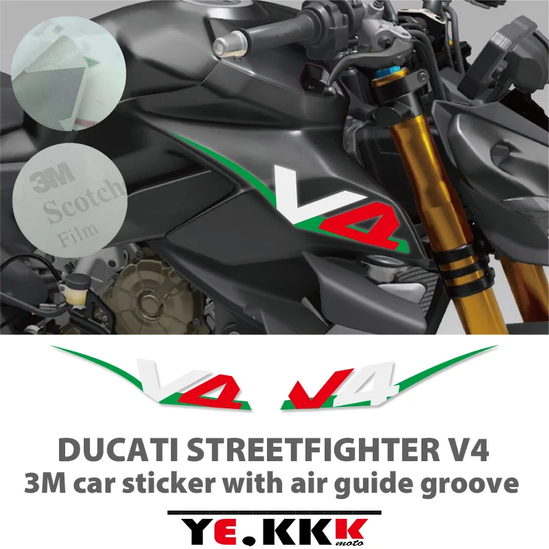 Pegatina de Panel lateral 3M con ranura de guía de aire, pegatinas de estilo de personalización especial de alta calidad para Ducati STREETFIGHTER V4