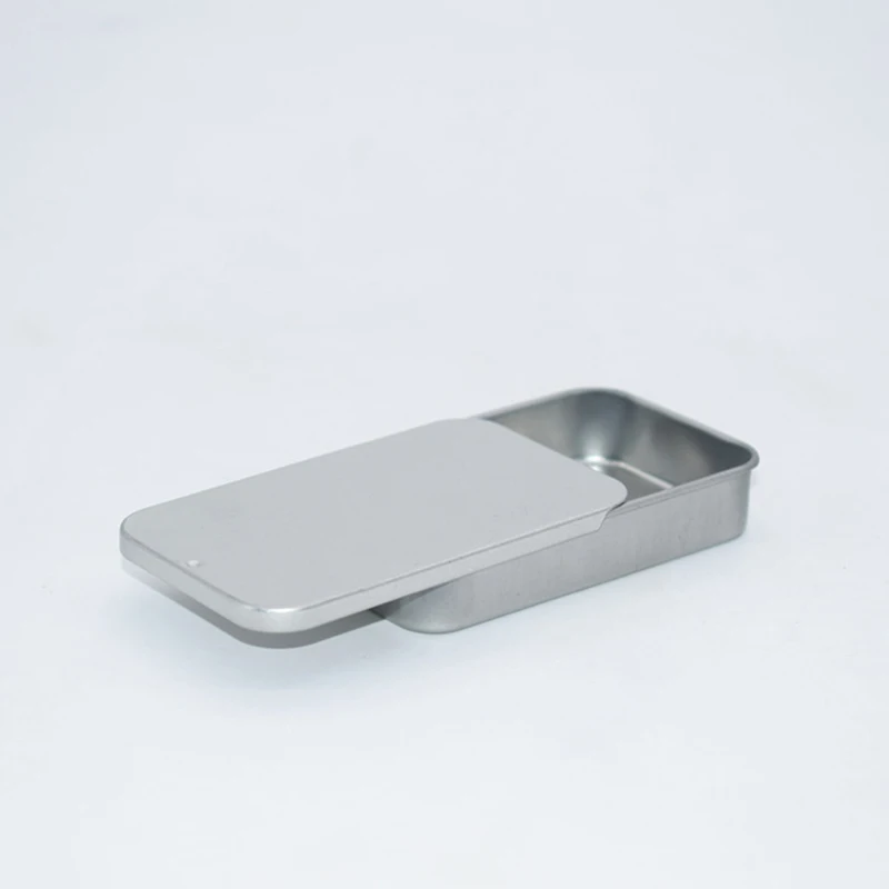 Metal Rectangular Empty Mini Tin Box Tinplate Push Candy Pill Cases Bins Jar Hinged Containers Small Organizer Storage Box