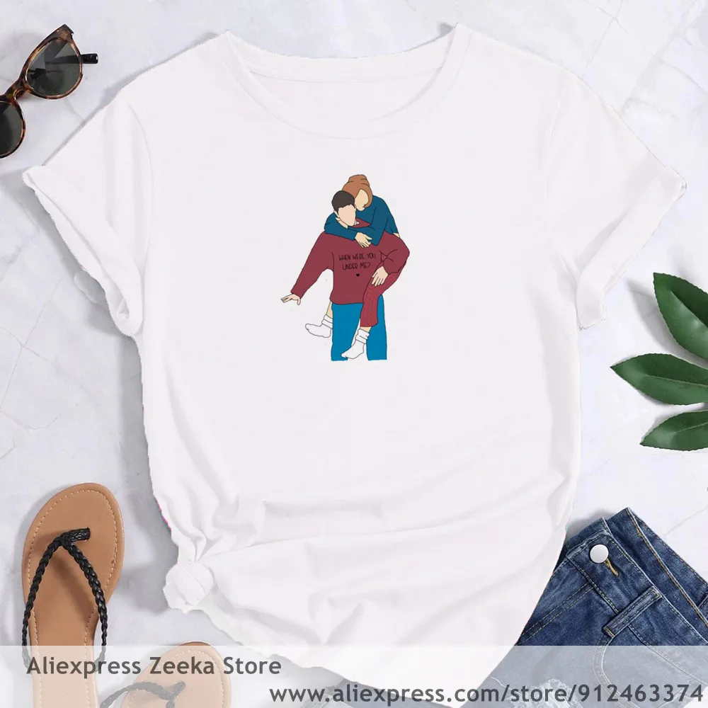 Friends TV Hip Hop Hipster Cartoon Print Women Funny Print Ladies T-shirt Girl Y2K Harajuku Basis O-collar White Shirt Short