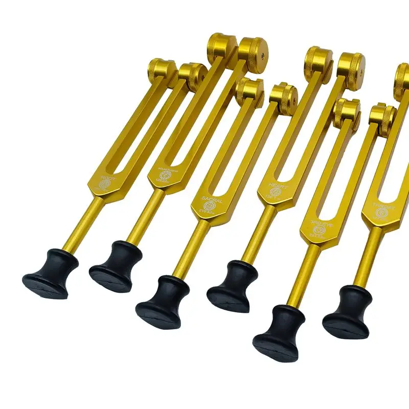 [828 Sale] Tuning Forks Set for Healing,Sound Therapy(126.22 Hz,136.1 Hz,141.27 Hz,172.06 Hz,194.18 Hz,210.42 Hz,221.23Hz) Gold
