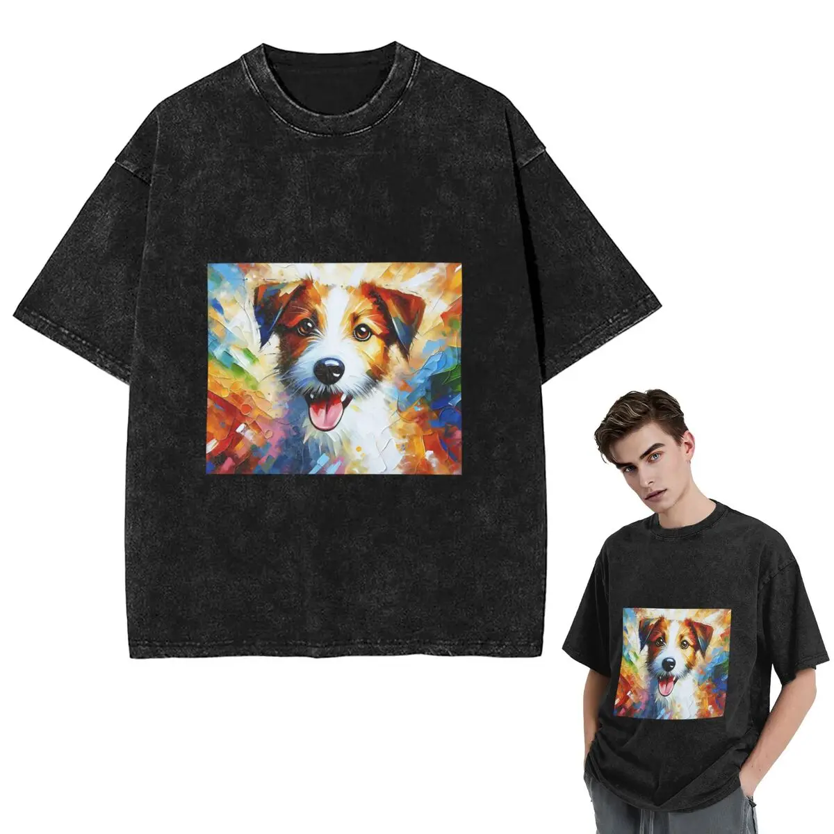 

Уличная одежда Футболки Kromfohrlander Dog Jack Russell Terrier Промытая футболка с коротким рукавом Футболка в стиле хип-хоп Топы Футболки для мужчин и женщин