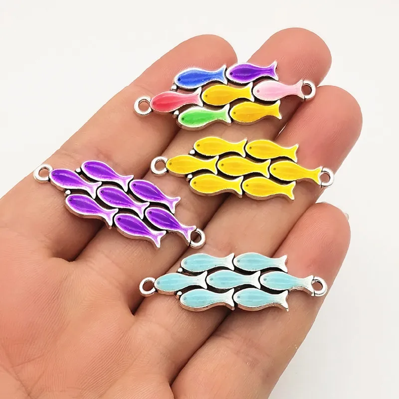 

10PCS Colorful Drip Oil Small Fish DIY Necklace Bracelet Accessories
