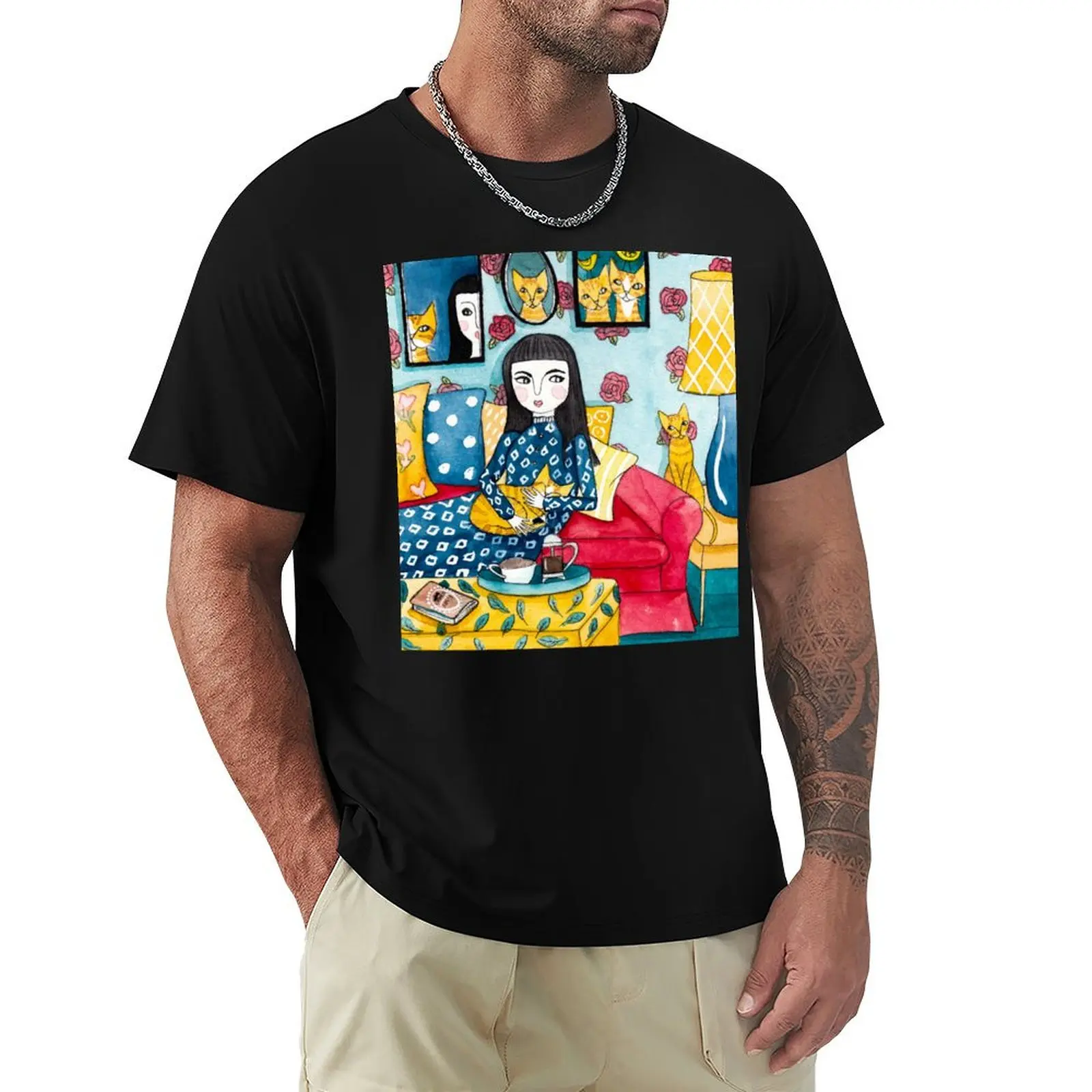 A Girl and Her Ginger Cats T-Shirt man graphic t shirt T-Shirt