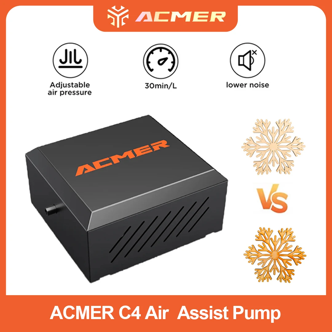 مجموعة نظام مساعدة الهواء ACMER C4 30 لتر/دقيقة تدفق هواء عالي لتحسين جودة القطع وإزالة الغبار الدخاني لآلة القطع والنقش بالليزر