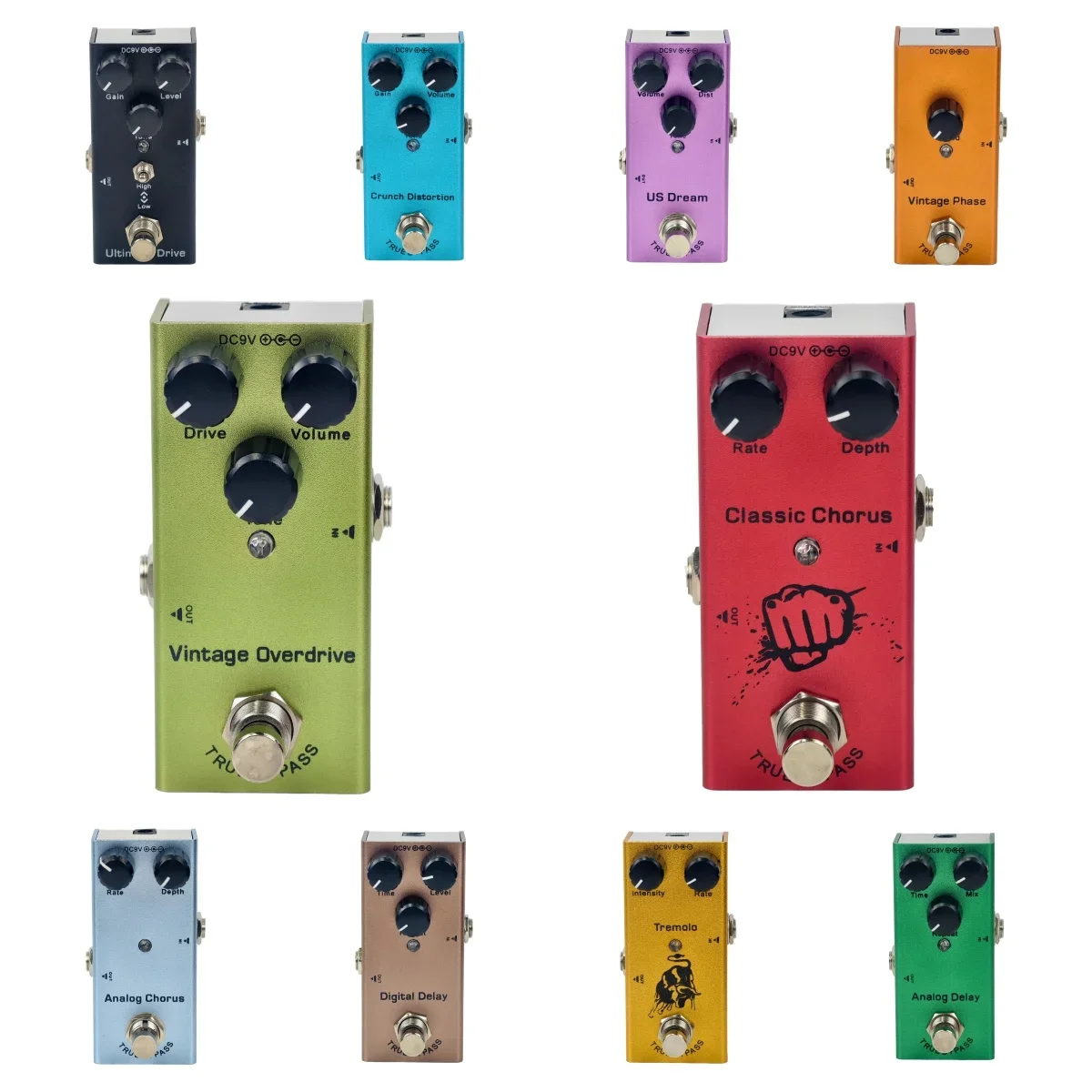 Electric Guitar Pedal Overdrive/ Distortion/Chorus/Delay/Tremolo/Analog Delay True Bypass, Durable Design for Versatile Tones