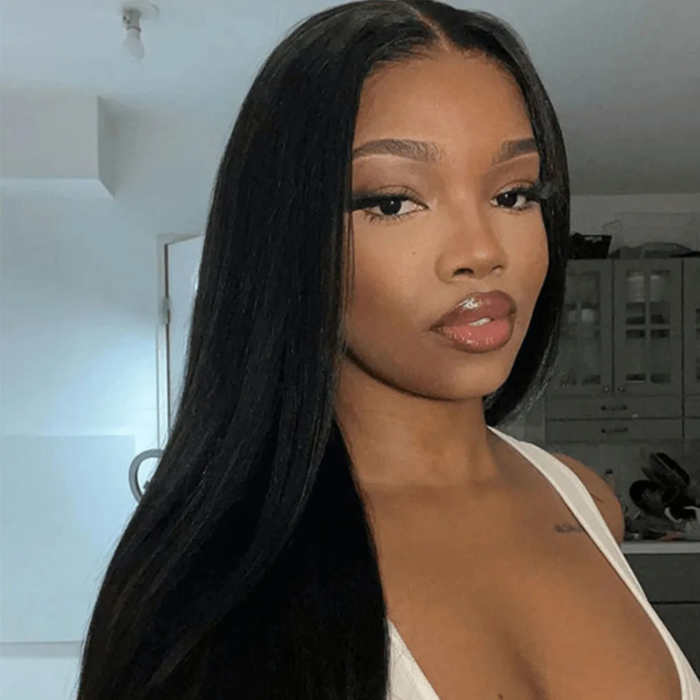 40 46 Inch Straight Hunan Hair Wigs 13x4 13x6 Gluless HD Transparent Lace Frontal Wigs Bone Straight Lace Front Human Hair Wigs 200 Density