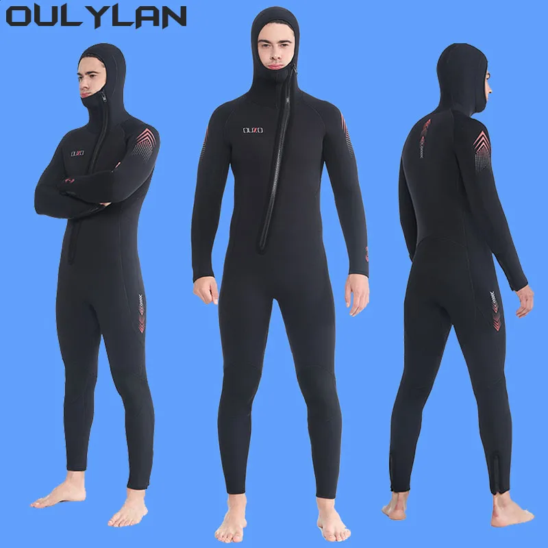 

Oulylan Super Elastic Diving Suit Neoprene Surfing Spearfishing Scuba 7MM Wetsuit Men One Piece Thickened Cold and Warm CR