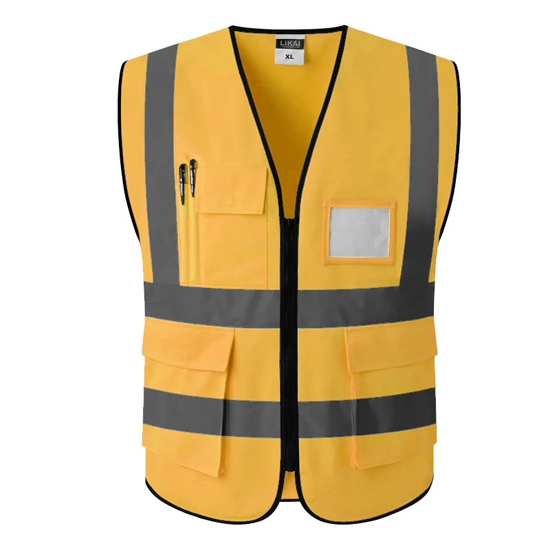 Orange safety vest reflective company printing logo security vest reflective vest pockets 