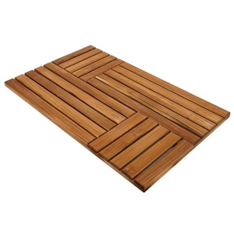 

Teak Wood Bath Mat 32 x 20 inch Large Wooden Shower Mat for Bathroom Non Slip Wood Floor Sturdy Mat for Inside Shower Luxury Sp