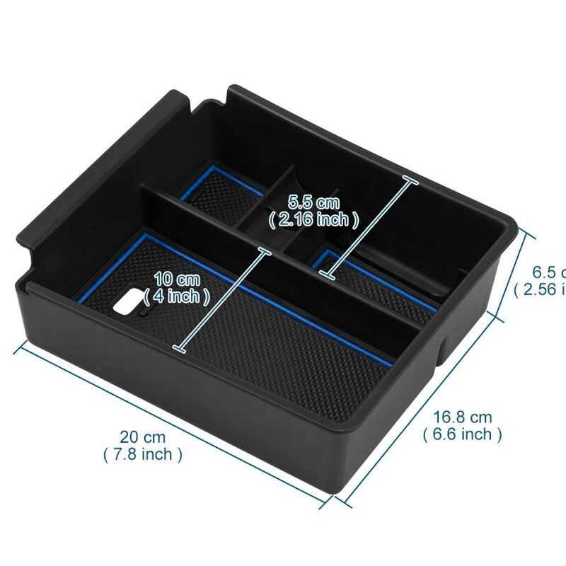 Car Central Console Armrest Storage Tray Box with Blue Rimed Pads Fit for Hyundai Tucson NX4 2022 2021