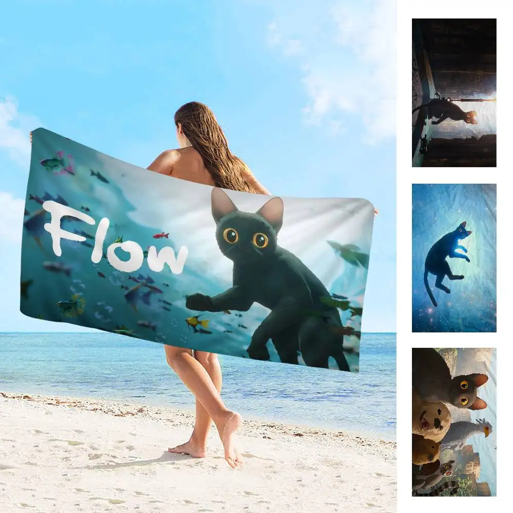 Movie F-Flow Cat Big Microfiber Beach Towels Quick Dry Towel Sand Beach Towels Pool Towel For Travel Swim Pool Yoga