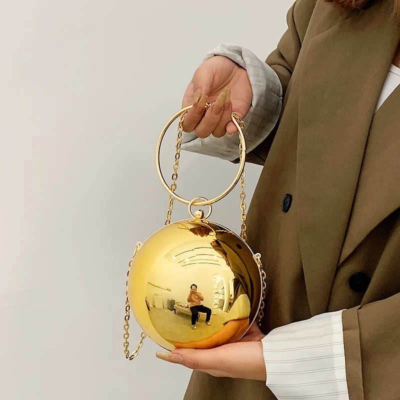 Round Ball Evening Bags For Women 2022 Fashion Smooth Bright Surface Clutch Bag Ladies Crossbody Bag Party Chain Handbag Purse image 5