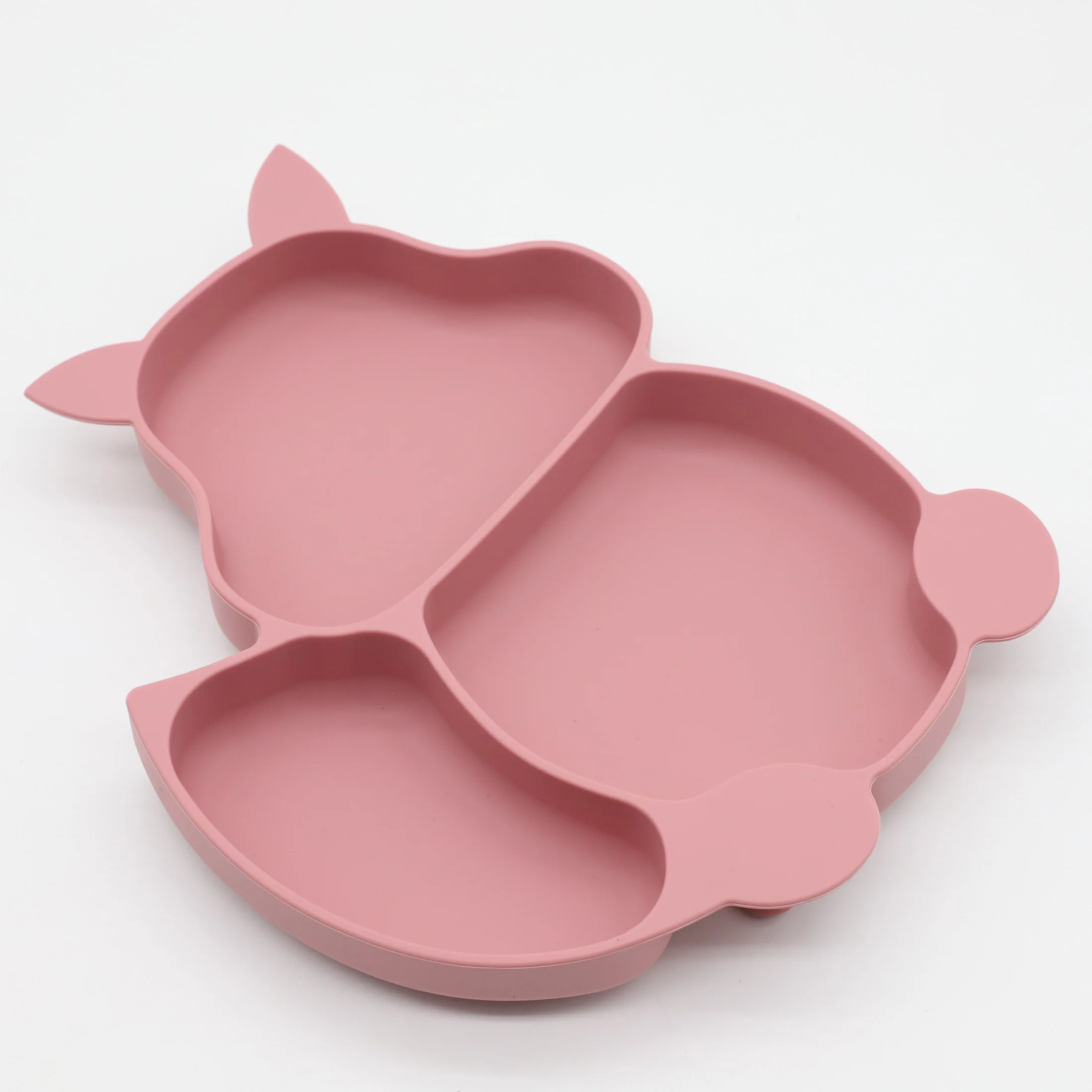 실리콘 다람쥐 저녁 식사 접시, 강한 흡입 실리콘 스푼 포크 커트레이 세트, 아기 보완 식품 도구, 3 개
