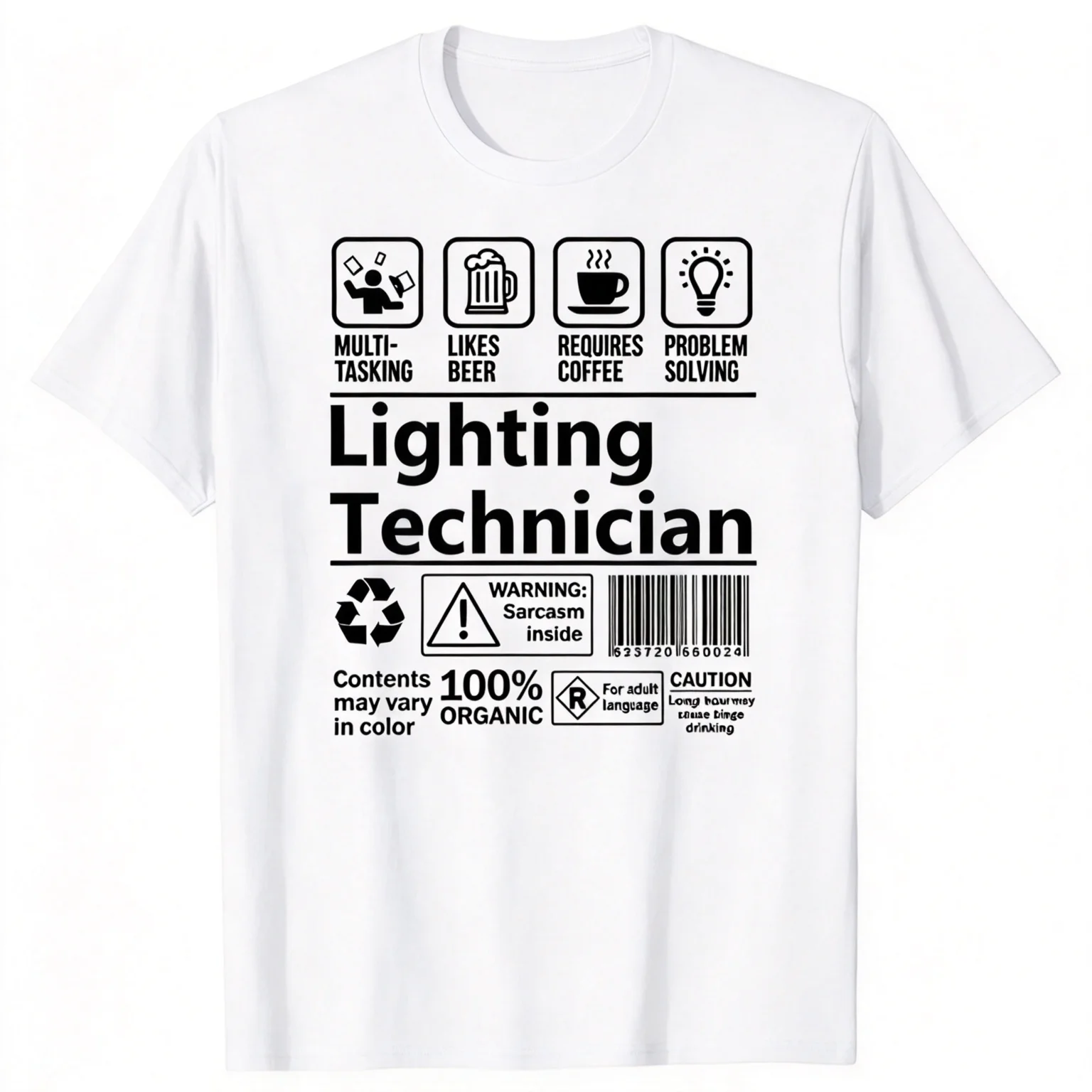 Lighting Technician Funny Graphic Tshirt Multitasking Beer Coffee Slogan Tee Unisex Casual Short Sleeve Tech Birthday Gift Tops