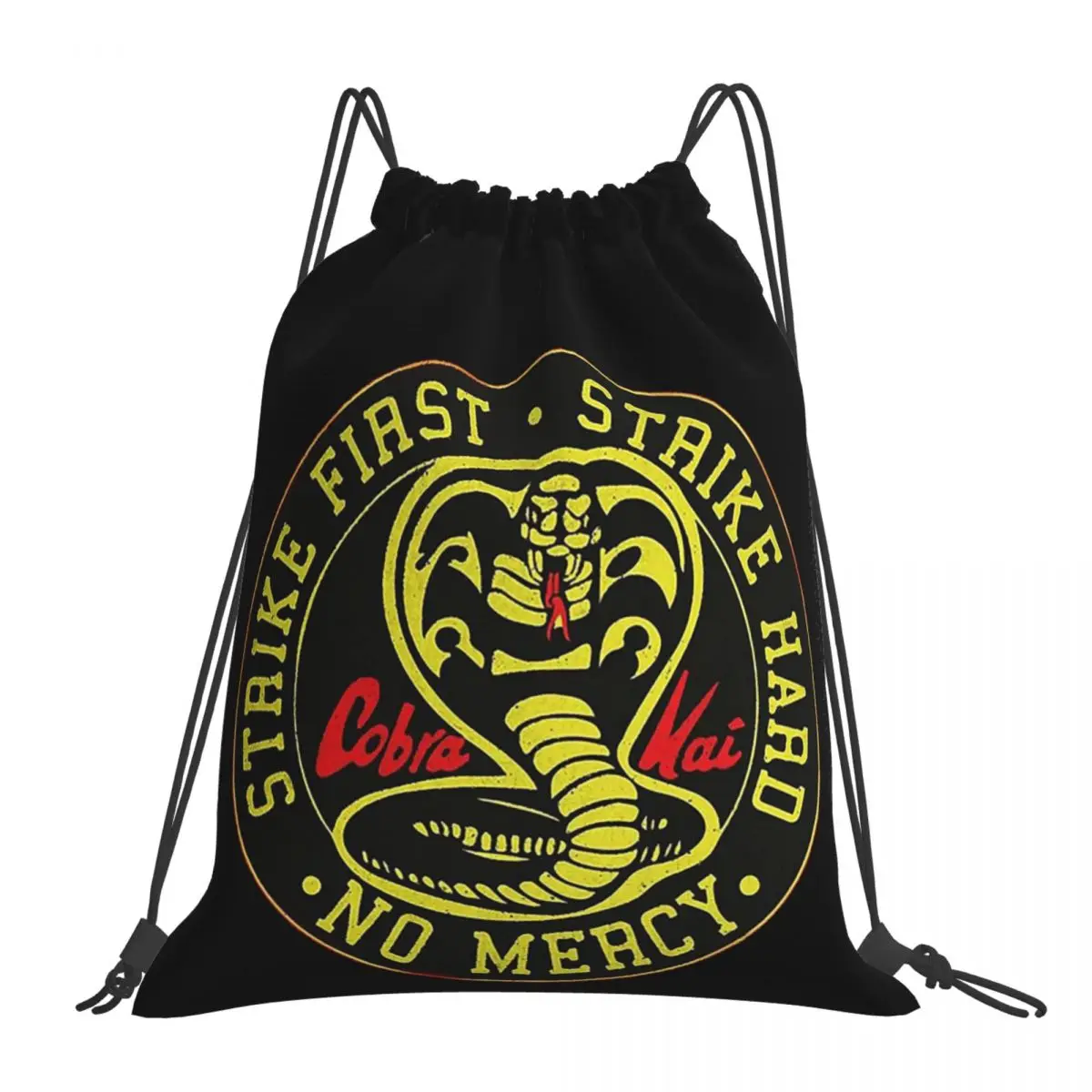 Cobra Kai Karate  Backpacks Portable Drawstring Bags Drawstring Bundle Pocket Shoes Bag Book Bags For Man Woman School