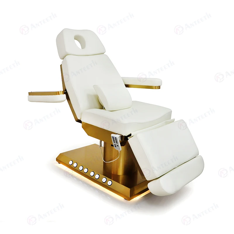 

Aetna Luxury Gold Esthetician Massage Table and Chair 3 4 Motor Spa Beauty Salon Furniture Facial Eyelashes Electric Beauty Bed