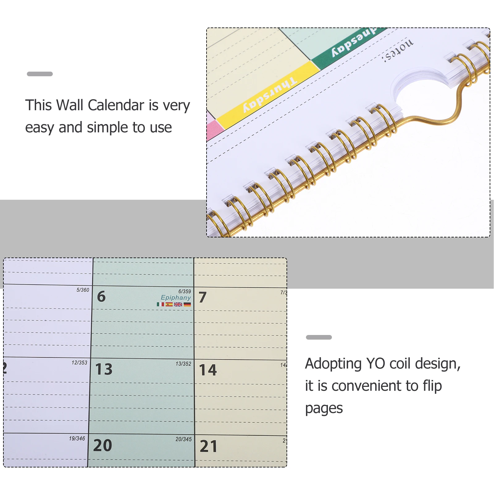 

Aesthetic 18-Month Paper Wall Calendar 2026-2027 (Jan 2026 - Jun 2027) Spiral Hanging Monthly Planner with Major Global Holidays