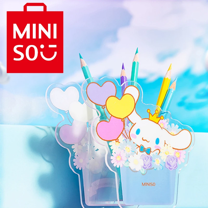 

MINISO Cartoon Animation Sanrio Cute Cinnamoroll Birthday Crown Series Stationery Pen Holder Creative Makeup Desktop Storage