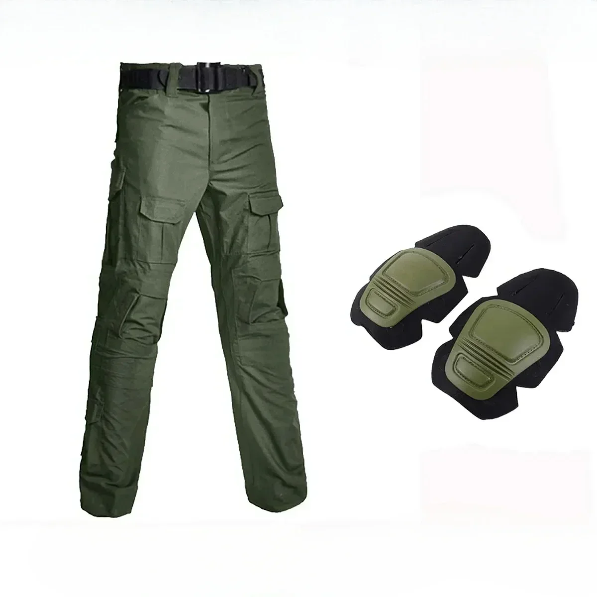 2025 السراويل القتالية في الهواء الطلق + منصات الركبة الرجال التكتيكية الصيد بانت كامو السراويل سريعة الجافة الرياضة متعددة جيب الملابس ارتداء مقاومة