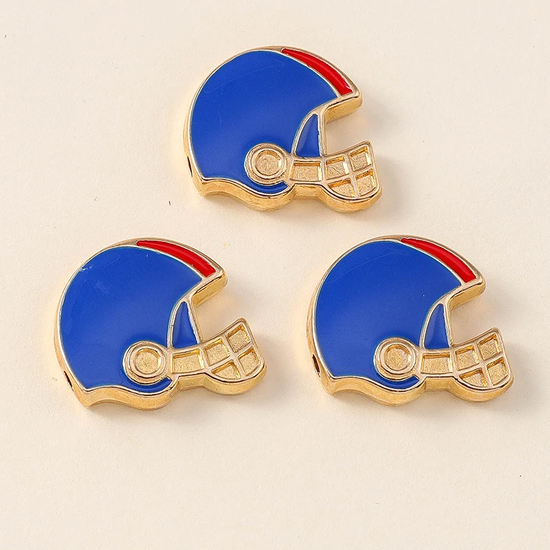 Leslie 10 Stück Emaille American Football Sportanhänger Perlen Rugby Ball Helm Anhänger für Armband Halskette Schmuckherstellung Zubehör – Detail 5