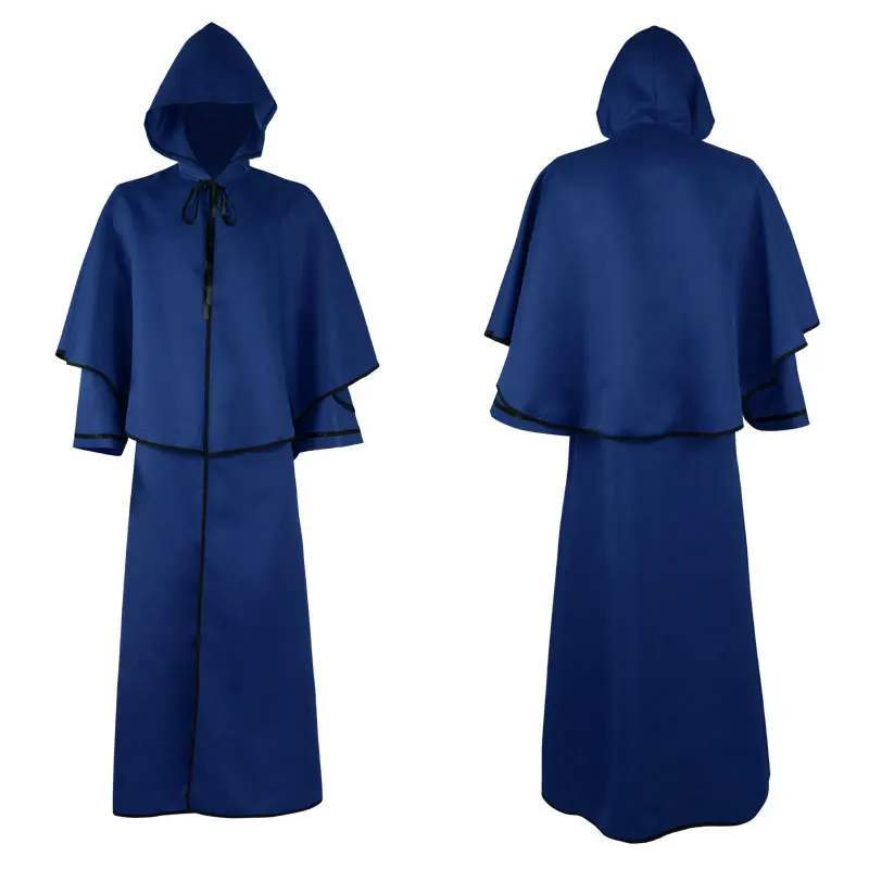 Mittelalter Cosplay Kostüm Retro Wizard Grim Reaper Lange Mit Kapuze Robe Umhang Mantel Aldult Mann Frau Halloween Weihnachten Anzug