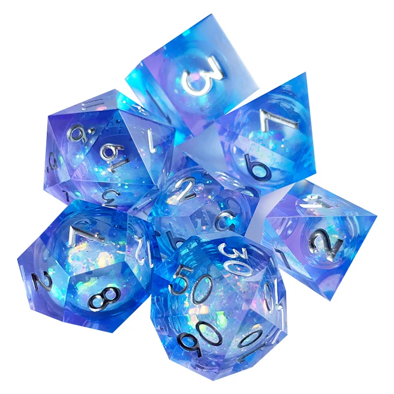 7PCS DND Dice Sets Polyhedral Liquid Quicksand for Dungeons And Dragons RPG Dice For Table Games Boardgame Toys Gift Accessories 6