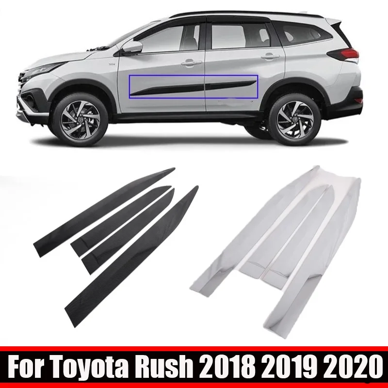 For Toyota Rush 2018 2019 2020 ABS carbonfiber Side Door Body Molding Line Cover Trim Protector Decoration Exterior Accessories