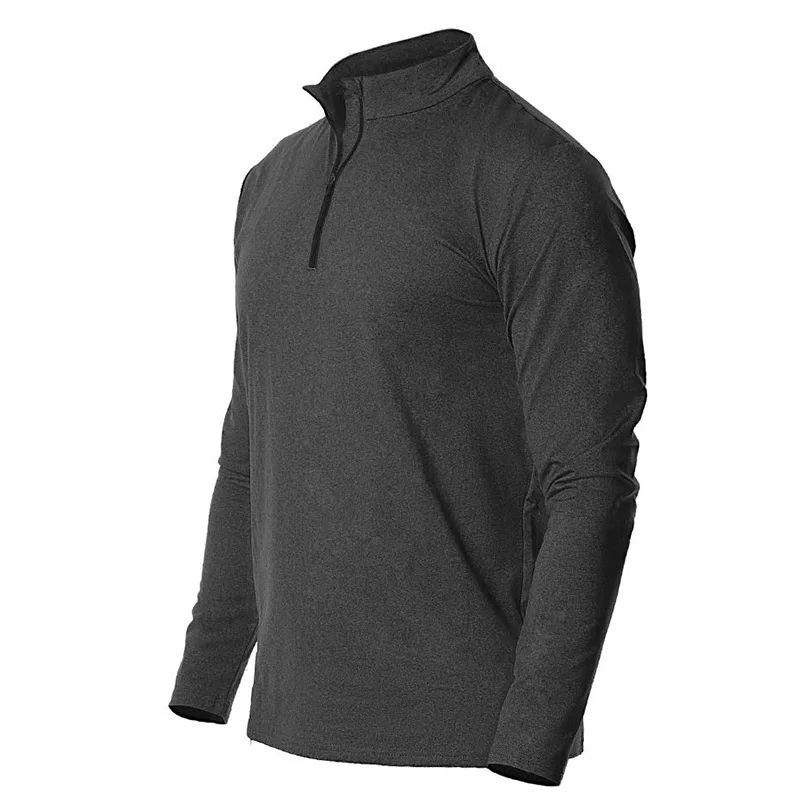 Men's Running Sports Long-Sleeved Quick-Dry T-shirt Fitness Workout Top Men Half-Zipper Sweatshirt Slim Fit Compression Gym Tops
