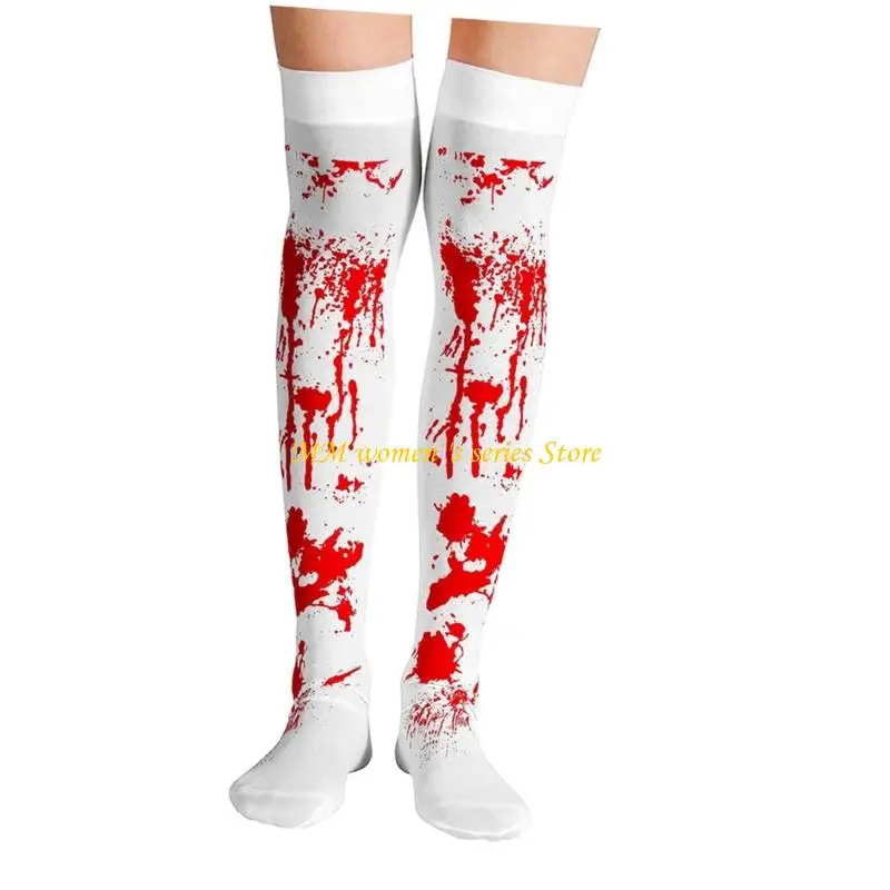 Q39C Orribili calze insanguinate Guanti schizzati sangue Calze alte calze Costume Halloween Accessorio cosplay per donna