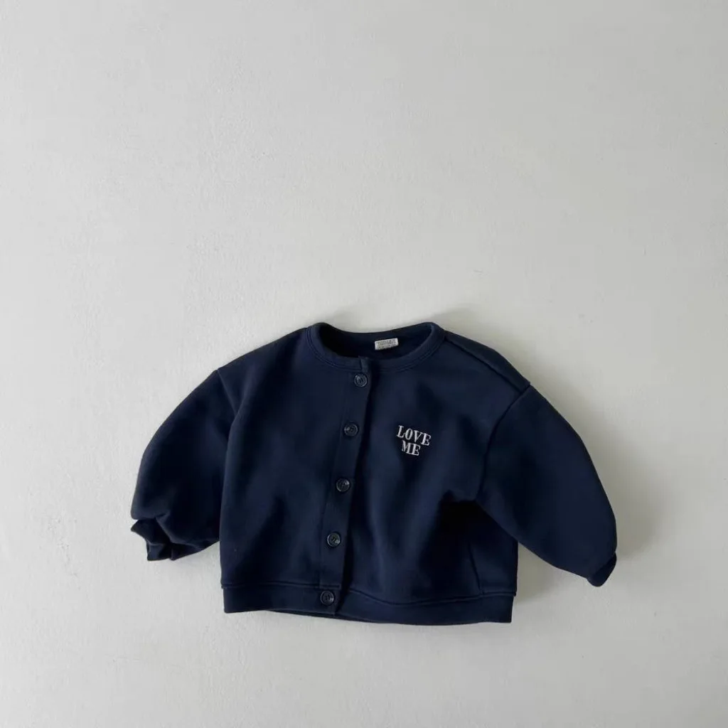 2026 Autumn New Baby Long Sleeve Cardigan Letter Embroidery Boys Versatile Jacket Cotton Infant Girls Casual Coat Kids Clothes