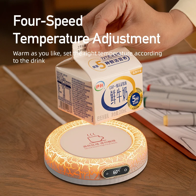 Vissko usb mais quente caneca de café aquecimento coaster 4 configurações temperatura termostática placa quente leite chá água almofada aquecimento copo aquecedor