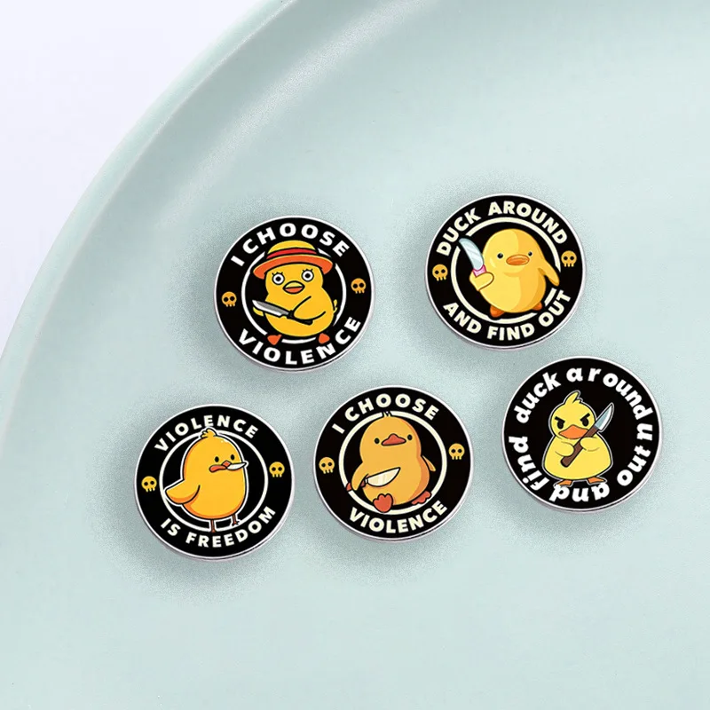 Pins for Backpacks Funny Duck Brooch Series Cartoon Violent Duck Badge Niche Personality Student Bag Accessory Pin Badges Metal