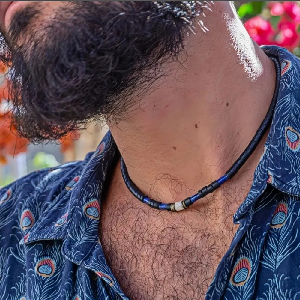 Böhmische Herren-Halskette aus handgefertigten Holzperlen, Hip-Hop-Retro-Schmuck, trendige Party-Accessoires – Detail 2