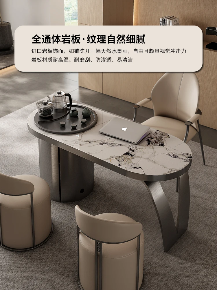 Balcony small tea table and chair combination modern simple home design office small luxury rock plate kung fu tea table