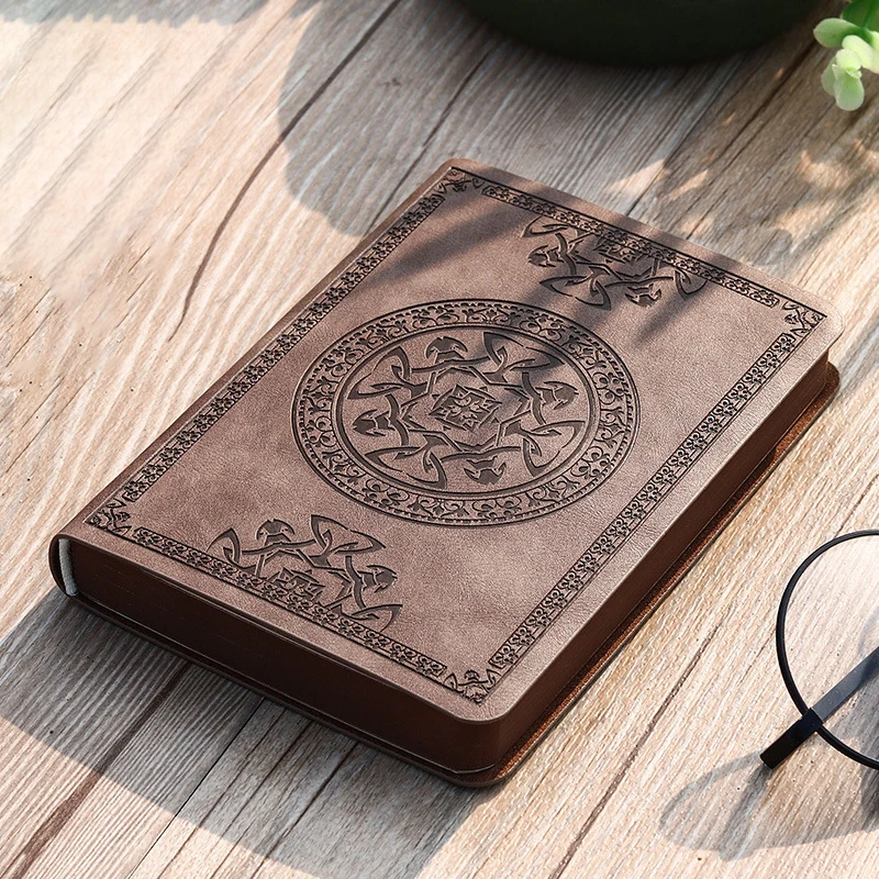 Portable Notepad Office Bookkeeping Creative Record Book Retro Mini Notebook Stamping Process Artificial PU Leather Writing Book