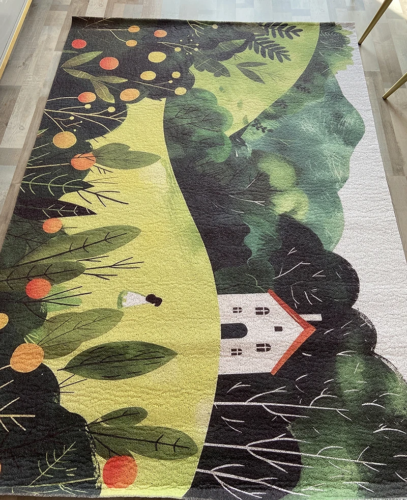 Absorbent Green Doormat, Forest Area Rugs, Washable Non-Slip Door Mat, Bathroom Rug Front Mats, Entrance Large Carpet