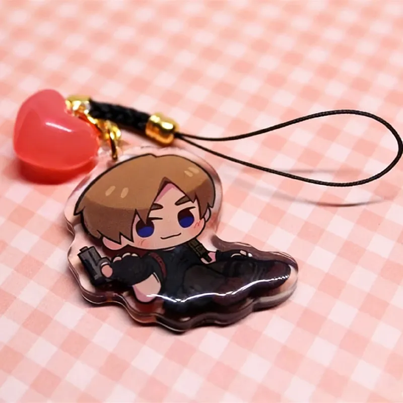 Resident Evil Leon Kennedy Acrylic Phone Charm,Double Side Keychain,Cute Game Pendant,Backpack Bag Charm,Gamer Gift Collection