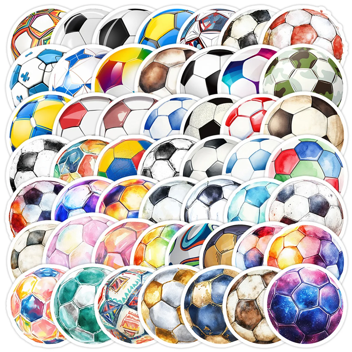 50PCS Color Football Cartoon Stickers Sports Graffiti Decoration DIY Toys Suitcase Fridge Laptop Guitar  Bike Skateboard Decals