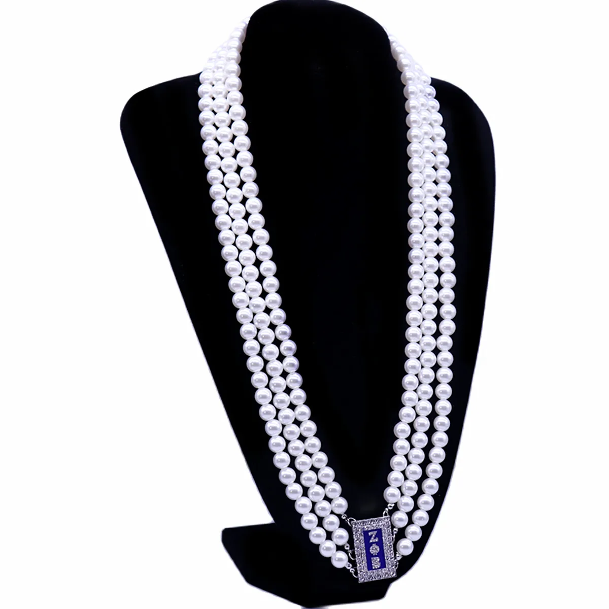 Three Lines Pearl Chain Greek Letters Social Group Zeta Phi Beta Choker Women Necklaces Jewelry