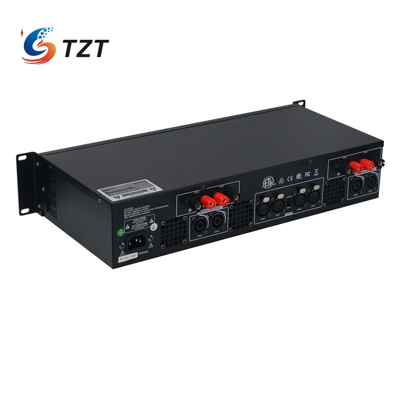 TZT 1000Wx4 전문 후면 스테이지 전력 증폭기 무대 성능 KTV 고출력 디지털 CA 듀얼 오디오 증폭기