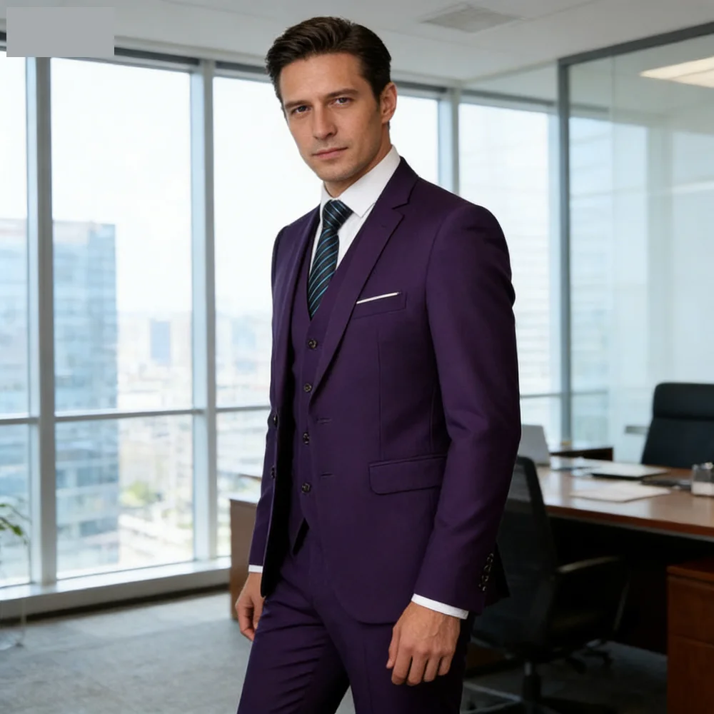 

Men's Big & Tall Slim Fit Business Casual Suit for Weddings Genuine Blazer Waistcoat And Pants Dress Trousers US Size