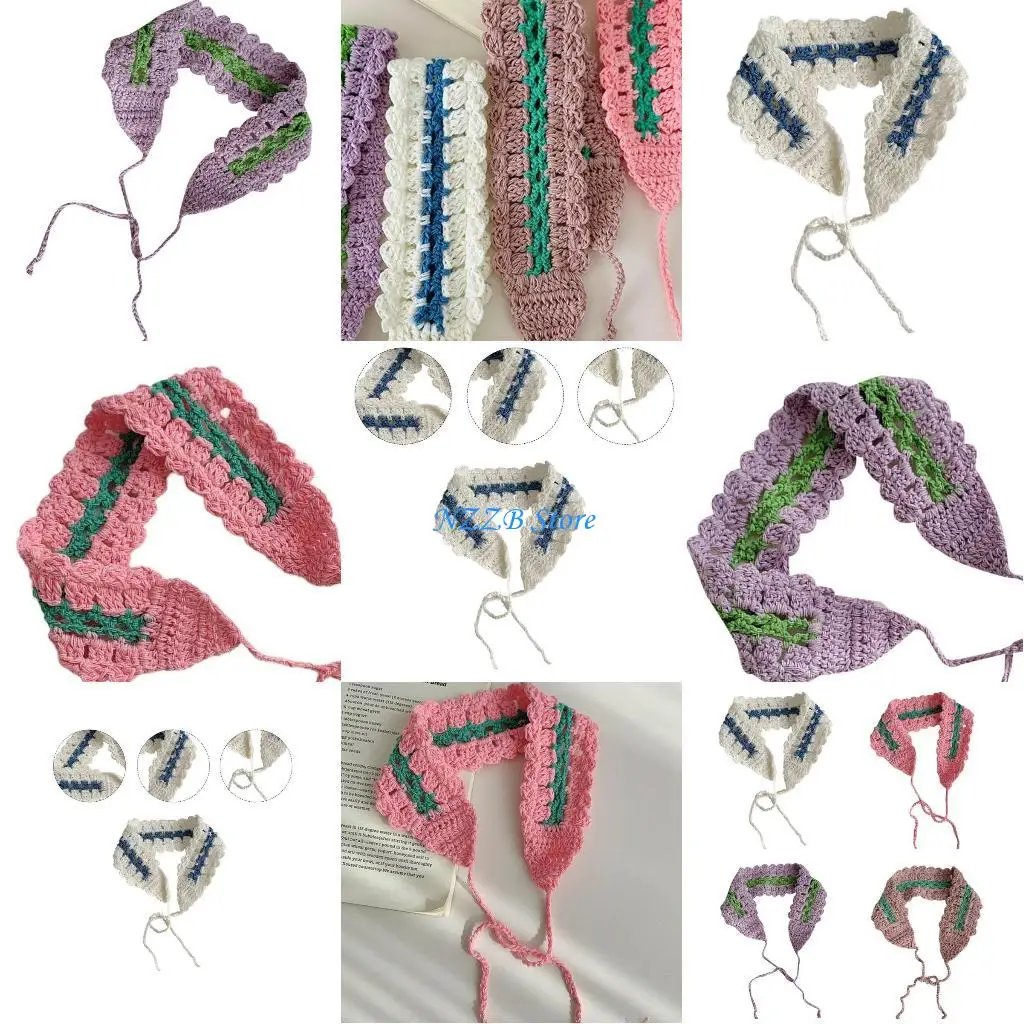 

T21F Elegant Hairband Contrast Color Women Headbands Handwoven Headwear for Photo