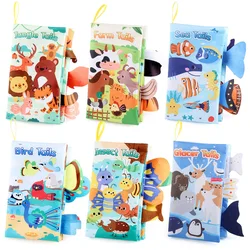 New Baby Toys Cartoon Animals Tail Baby Cloth Book Educational Ringed Paper Cloth Book Toys Enlightenment Baby Toys 0-12 Months