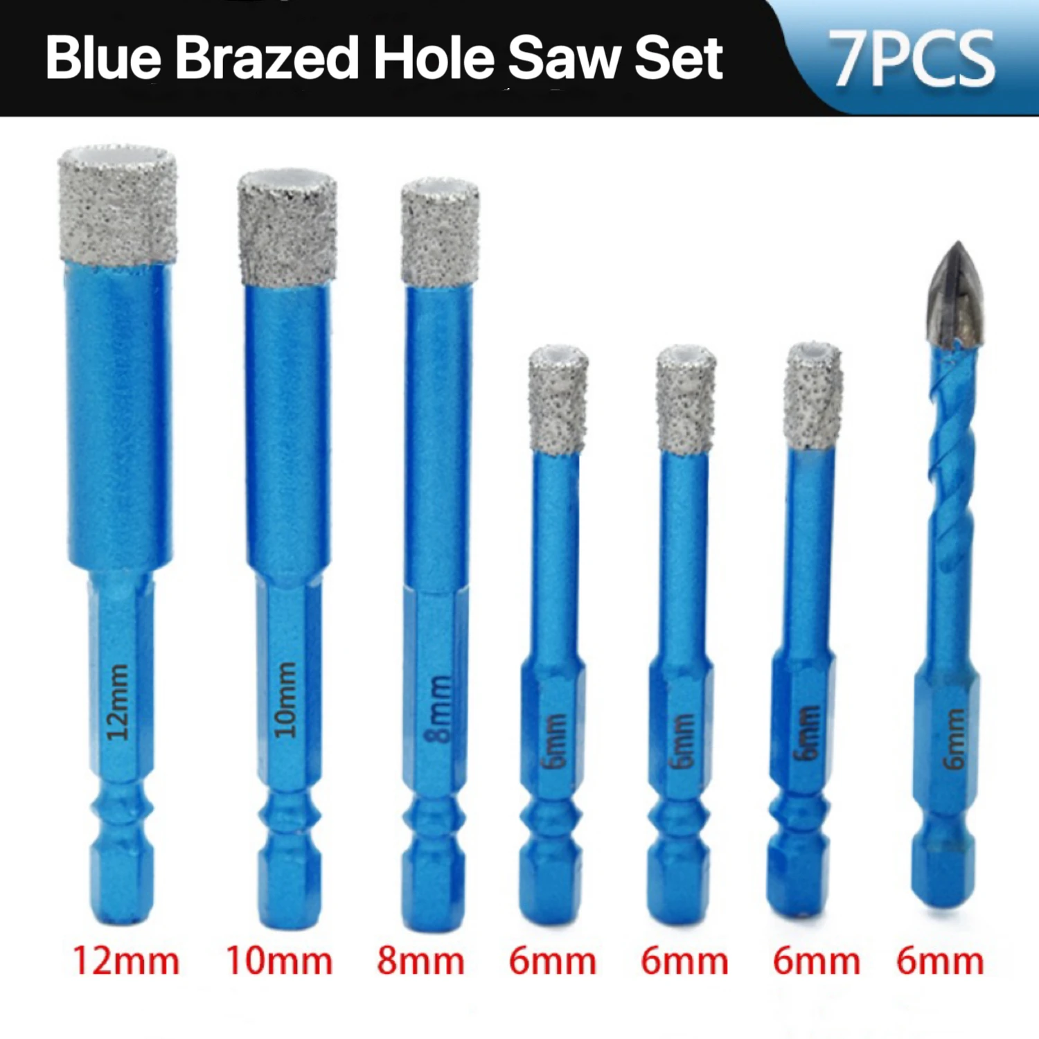 7 Buah Set Mata Bor Ubin Pengeboran Kering-untuk Kaca, Marmer, Giok & Keramik- Lilin Pendingin Bawaan, Pengeboran Tanpa Selip